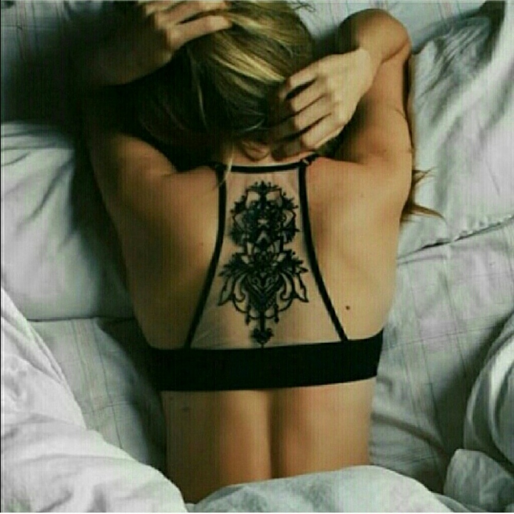 Embroidered mesh back bralette